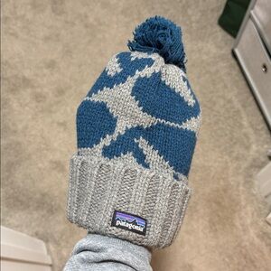 Patagonia Gray and Blue Patterned Beanie